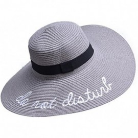 Sun Hats Womens Embroidery Floppy Bucket Summer Kentucky Derby Sun Hat Lettering Straw Hat - Gray - CN18255WMOH $47.02