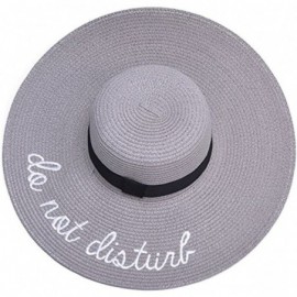 Sun Hats Womens Embroidery Floppy Bucket Summer Kentucky Derby Sun Hat Lettering Straw Hat - Gray - CN18255WMOH $22.36