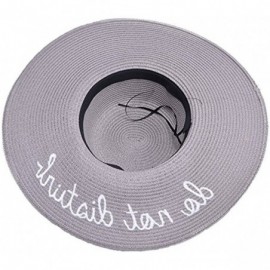 Sun Hats Womens Embroidery Floppy Bucket Summer Kentucky Derby Sun Hat Lettering Straw Hat - Gray - CN18255WMOH $22.36