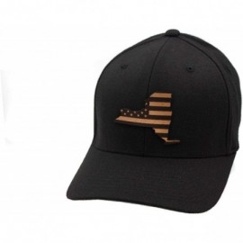 Baseball Caps 'Newyork Patriot' Leather Patch Hat Flex Fit - Black - CN18IGQ99WZ $54.92