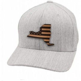 Baseball Caps 'Newyork Patriot' Leather Patch Hat Flex Fit - Black - CN18IGQ99WZ $25.54