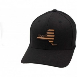 Baseball Caps 'Newyork Patriot' Leather Patch Hat Flex Fit - Black - CN18IGQ99WZ $25.54
