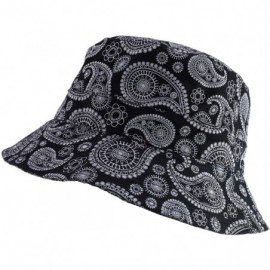 Bucket Hats Paisley Bandana Print 100% Cotton Bucket Hat - Black - C612O266ON7 $42.72