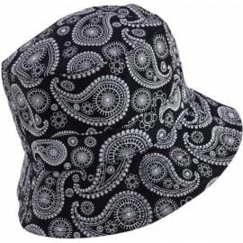 Bucket Hats Paisley Bandana Print 100% Cotton Bucket Hat - Black - C612O266ON7 $18.51