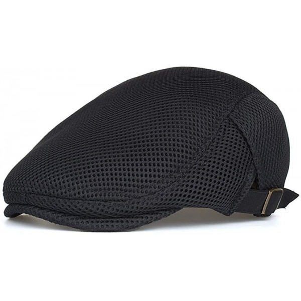 Newsboy Caps Men's Mesh Summer Hat Flat Ivy Cap Gatsby Newsboy Hat Hunting Cap - Mesh Black - CI18SCNC9HO $12.13