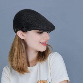 Newsboy Caps Men's Mesh Summer Hat Flat Ivy Cap Gatsby Newsboy Hat Hunting Cap - Mesh Black - CI18SCNC9HO $12.13