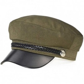 Berets Retro England Style Ladies Womens Girls Beret Baker Boy Peaked Cap Military Hat - Green - C618LL7MYTR $9.38