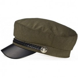 Berets Retro England Style Ladies Womens Girls Beret Baker Boy Peaked Cap Military Hat - Green - C618LL7MYTR $9.38