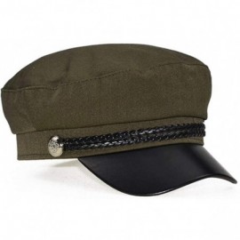 Berets Retro England Style Ladies Womens Girls Beret Baker Boy Peaked Cap Military Hat - Green - C618LL7MYTR $9.38