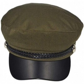 Berets Retro England Style Ladies Womens Girls Beret Baker Boy Peaked Cap Military Hat - Green - C618LL7MYTR $9.38