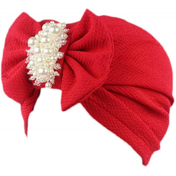 Skullies & Beanies Womens Bowknot Turban Headwear Puggaree - Red - CU12NU05L0A $12.58