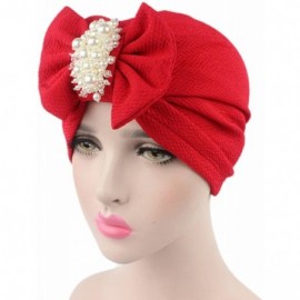 Skullies & Beanies Womens Bowknot Turban Headwear Puggaree - Red - CU12NU05L0A $12.58