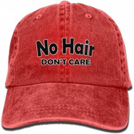 Skullies & Beanies Mens/Womens No Hair Don't Care Funny Denim Hat Trucker Cap Cotton Black - Red - CE18CSG3QE4 $15.17