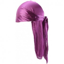 Skullies & Beanies Unisex Deluxe Silky Durag Extra Long-Tail Headwraps Pirate Cap 360 Waves Du-RAG - Plain Purple-1pc - CO18I...