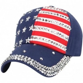 Baseball Caps Women Men Couple American Flag Baseball Cap Snapback Hip Hop Flat Hat - Navy - CP182GH5IT2 $8.71