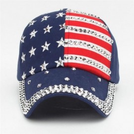 Baseball Caps Women Men Couple American Flag Baseball Cap Snapback Hip Hop Flat Hat - Navy - CP182GH5IT2 $8.71