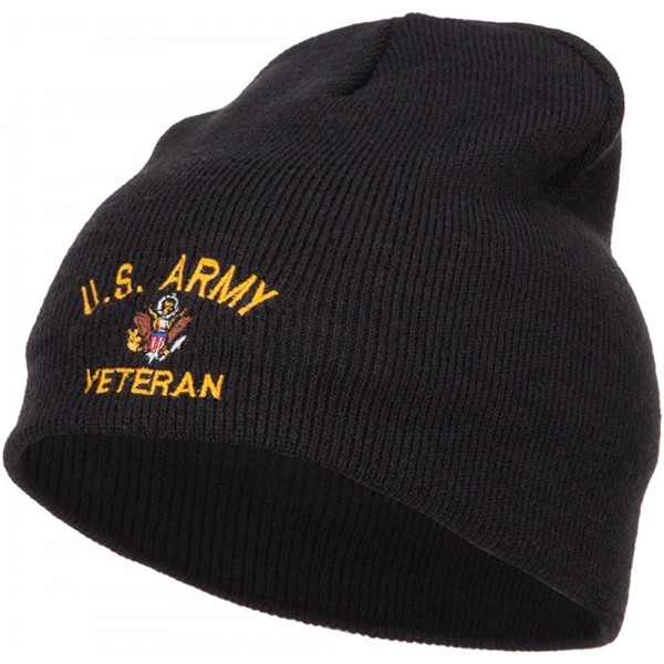 Skullies & Beanies US Army Veteran Military Embroidered Short Beanie - Black - C218634HQ2N $26.66