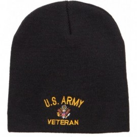 Skullies & Beanies US Army Veteran Military Embroidered Short Beanie - Black - C218634HQ2N $26.66