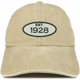Baseball Caps Established 1928 Embroidered 92nd Birthday Gift Pigment Dyed Washed Cotton Cap - Khaki - CR180NDU6MR $13.93