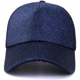 Baseball Caps Glitter Ponytail Baseball Cap High Ponytail Hat Women Messy Buns Mesh Ponycap Dad Hat - A-glitter Blue - CO18RH...