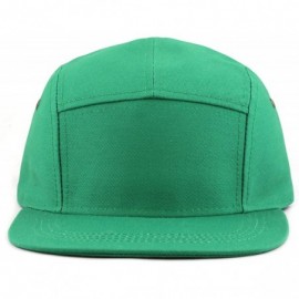 Baseball Caps Made in USA Cotton Twill 5 Panel Flat Brim Genuine Leather Brass Biker Board Cap - Kelly Green - CL12F1LSFBF $1...