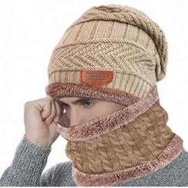 Skullies & Beanies Winter Beanie hat- Warm Knit Hat Thick Fleece Lined Winter Hat for Men Women - Khaki - CT18ZOHT5X9 $9.79