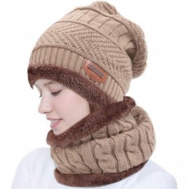 Skullies & Beanies Winter Beanie hat- Warm Knit Hat Thick Fleece Lined Winter Hat for Men Women - Khaki - CT18ZOHT5X9 $9.79