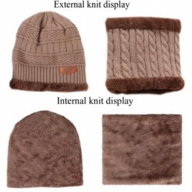 Skullies & Beanies Winter Beanie hat- Warm Knit Hat Thick Fleece Lined Winter Hat for Men Women - Khaki - CT18ZOHT5X9 $9.79