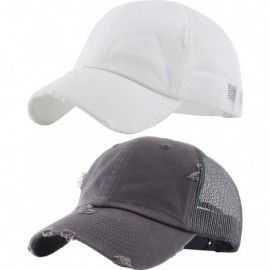 Baseball Caps Women's Adjustable Athletic Trucker Hat Mesh Baseball Cap Dad Hat - 2 Pack - White & Charcoal - CC1983ISWHO $20.51