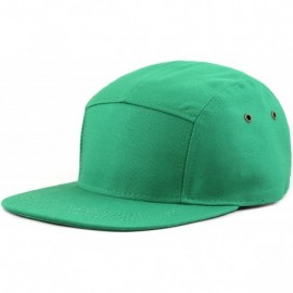 Baseball Caps Made in USA Cotton Twill 5 Panel Flat Brim Genuine Leather Brass Biker Board Cap - Kelly Green - CL12F1LSFBF $1...