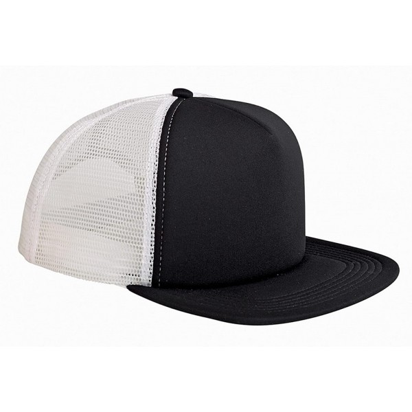 Baseball Caps 5-Panel Foam Front Trucker Cap (BX030) - Black/White - CR11UCUBKXV $9.01