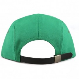 Baseball Caps Made in USA Cotton Twill 5 Panel Flat Brim Genuine Leather Brass Biker Board Cap - Kelly Green - CL12F1LSFBF $1...