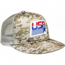 Baseball Caps USA Mesh Trucker Hat (Snapback Baseball Cap) USA Hat - Sun Protection - Camoflage - CI18ELL54I3 $26.77