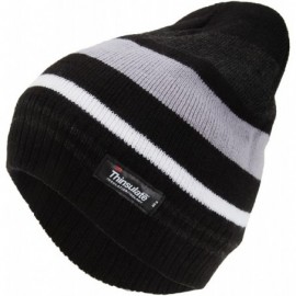 Skullies & Beanies ProClimate Mens Thermal Striped Winter Beanie Hat - Black/Grey - C2126UWD76R $11.40