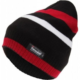 Skullies & Beanies ProClimate Mens Thermal Striped Winter Beanie Hat - Black/Grey - C2126UWD76R $11.40