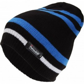 Skullies & Beanies ProClimate Mens Thermal Striped Winter Beanie Hat - Black/Grey - C2126UWD76R $11.40