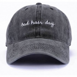 Skullies & Beanies Vintage Distressed Bad-Hair-Day-Embroidery Baseball-Cap Dad-Hat - Unisex Washed Cotton Hat - Black - CD18G...
