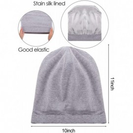 Skullies & Beanies 3 Pieces Satin Lined Sleep Cap Slouchy Sleeping Hat Beanie Slap Hat for Women (Black- Gray- Pink) - CD18Y7...