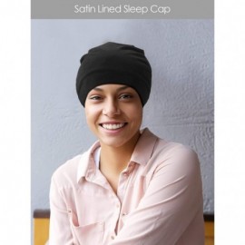 Skullies & Beanies 3 Pieces Satin Lined Sleep Cap Slouchy Sleeping Hat Beanie Slap Hat for Women (Black- Gray- Pink) - CD18Y7...