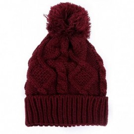 Skullies & Beanies Hat Scarf Gloves 3pcs Sets Autumn Winter Women's Hat Caps Knitted Warm Scarf - Wine Red - CK18L7G4QZW $19.12