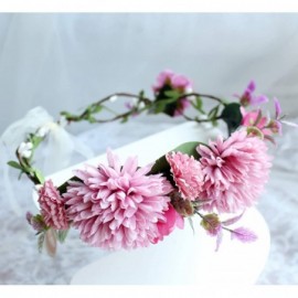 Headbands Adjustable Flower Headband Floral Garland Crown Halo Headpiece Boho with Ribbon Wedding Festival Party - 4 - CT18IE...