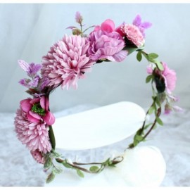 Headbands Adjustable Flower Headband Floral Garland Crown Halo Headpiece Boho with Ribbon Wedding Festival Party - 4 - CT18IE...