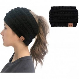 Cold Weather Headbands Womens Beanie Hats - Women Winter Warm Headband Stretchy Knitted Headwear Headwrap Soft Horsetail Mess...