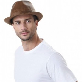 Fedoras Fedora Hat Vintage Weathered Leather Indiana Jones AC6387 - Brown - C4188NZUWQI $26.23