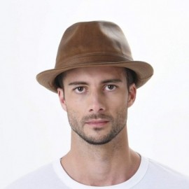 Fedoras Fedora Hat Vintage Weathered Leather Indiana Jones AC6387 - Brown - C4188NZUWQI $26.23