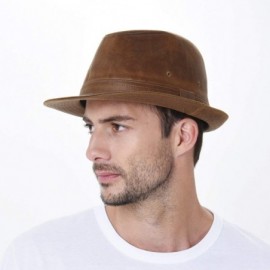 Fedoras Fedora Hat Vintage Weathered Leather Indiana Jones AC6387 - Brown - C4188NZUWQI $26.23