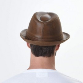 Fedoras Fedora Hat Vintage Weathered Leather Indiana Jones AC6387 - Brown - C4188NZUWQI $26.23