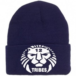 Skullies & Beanies 12 Tribes Lion Logo Embroidered Skully - Blue and White - CA12O1XTKLL $53.68