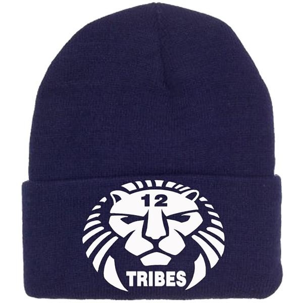 Skullies & Beanies 12 Tribes Lion Logo Embroidered Skully - Blue and White - CA12O1XTKLL $20.45