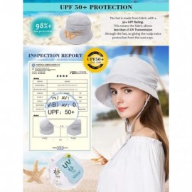 Sun Hats Packable Sun Bucket Hats for Women with String Beach SPF Protection Bonnie Gardening 55-59cm - Gray_69027 - CC18OTS2...